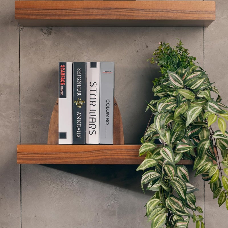 TILISMA Bookends for Heavy Books – Handmade, Walnut Wood with Metal Base - Decorative Book Ends for Shelves – Heavy Duty Bookends for Desk and Bookshelf Organization – Slick Design Blends in Decor - Image 3